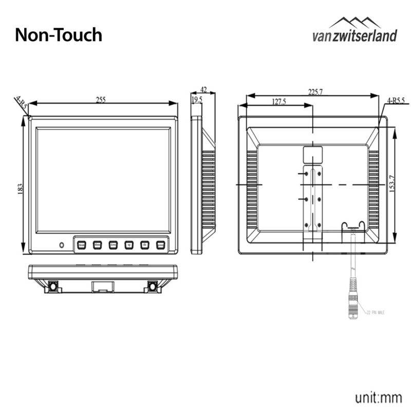 Extra groot Split Quad achteruitrijcamera scherm voor maximaal 4 camera's bijvoorbeeld: frontcamera, zijcamera en achterzicht camera