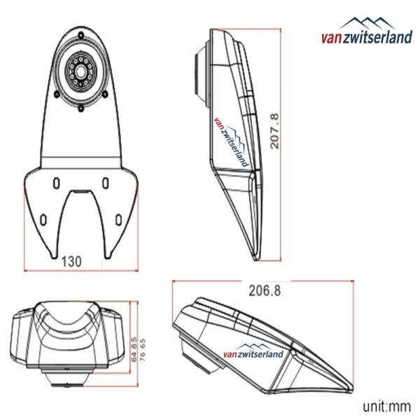 Technische tekening C6 opbouw Bestelbuscamera